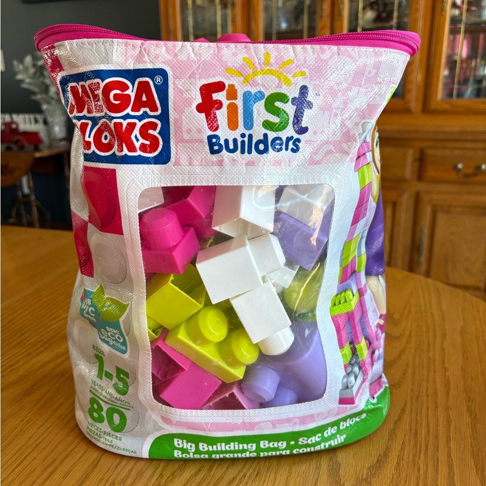 Mega Bloks First Builders Pink & White Big Building Bag - 72 Pieces